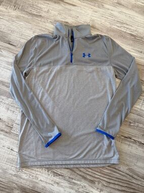 Under Armour Gray Quarter-Zip Pullover with Blue Trim